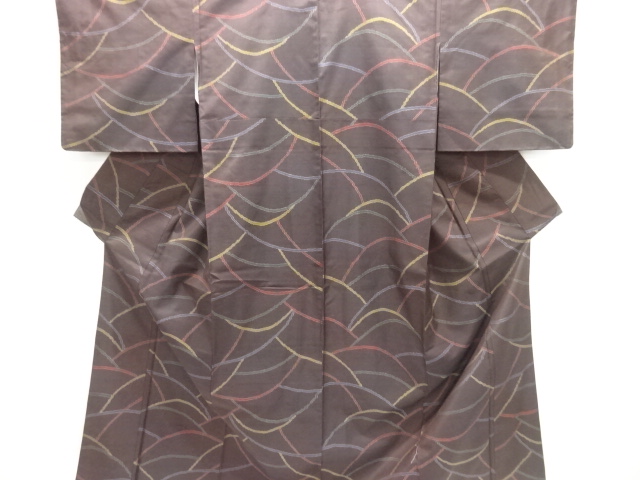 JAPANESE KIMONO / SILK / DORO OSHIMA TSUMUGI / WOVEN ABSTRACT PATTERN